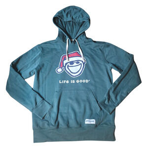 Life is Good Men’s Fleece Hoodie Green, Size Med